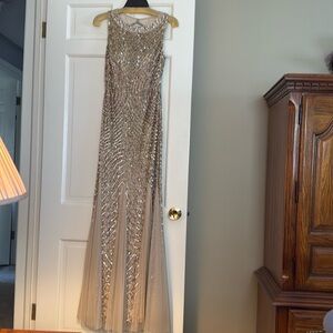 Long gold beaded gown